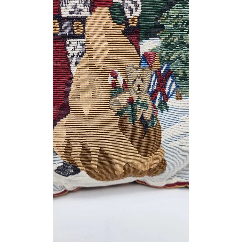 Holiday Tapestry Pillows (2) Santa Claus/Reindeer Vintage 12X9, 12X6